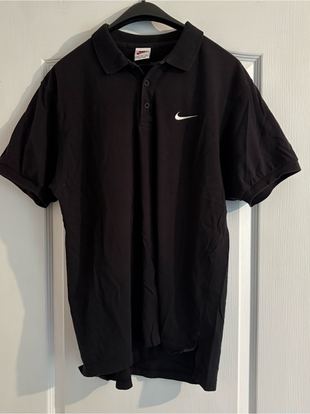 Nike Men’s Black Swoosh Polo Shirt vintage Y2K